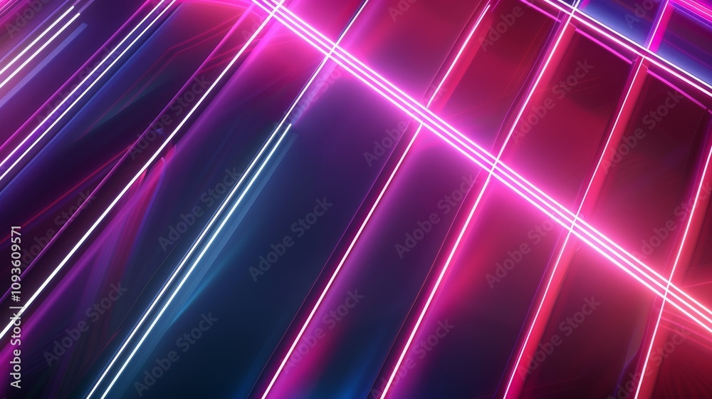 Abstract neon lines on a dark background, Centralized white space for text Abstract neon lines on a dark background, Centralized white space for text