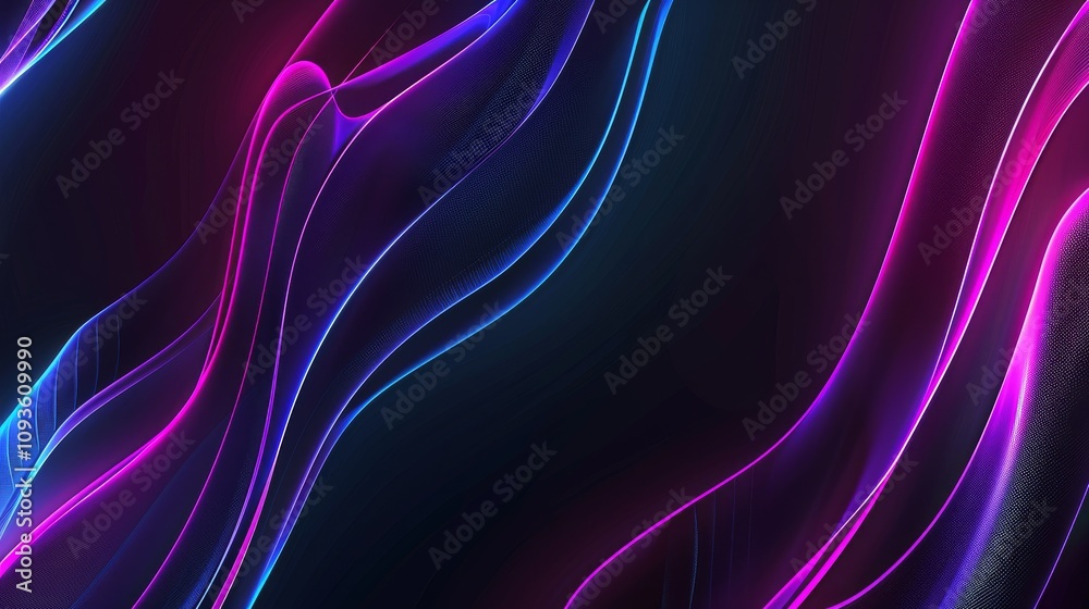 Abstract neon lines on a dark background, Centralized white space for text Abstract neon lines on a dark background, Centralized white space for text