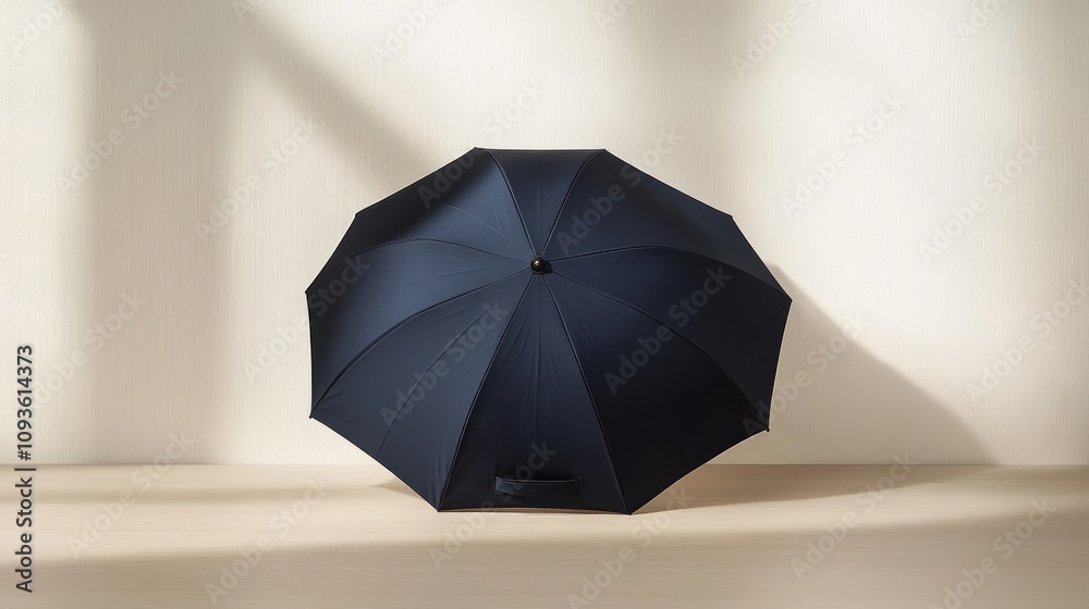 Elegant Dark-Blue Umbrella: A Classic Design for Rainy Days Elegant Dark-Blue Umbrella: A Classic Design for Rainy Days