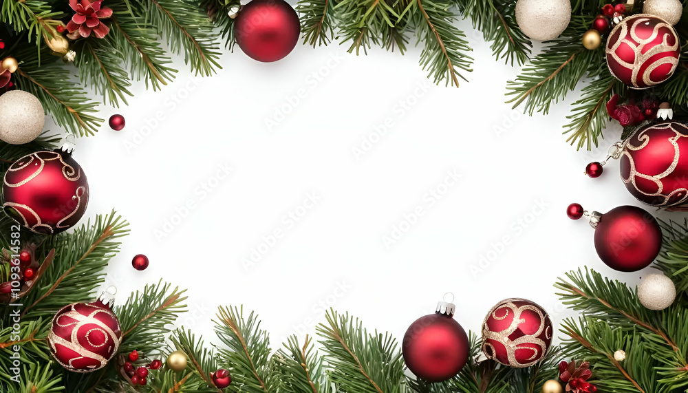 christmas frame with christmas balls