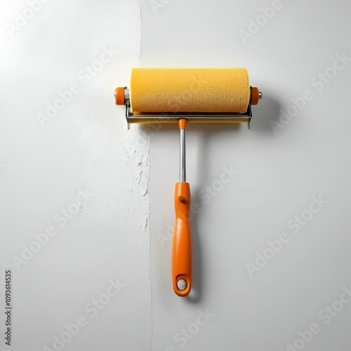paint roller on white wall