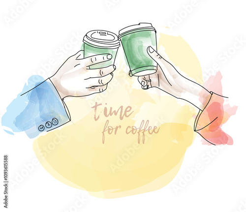 Obraz na płótnie Coffee time, work break for coffee, vector illustration w salonie