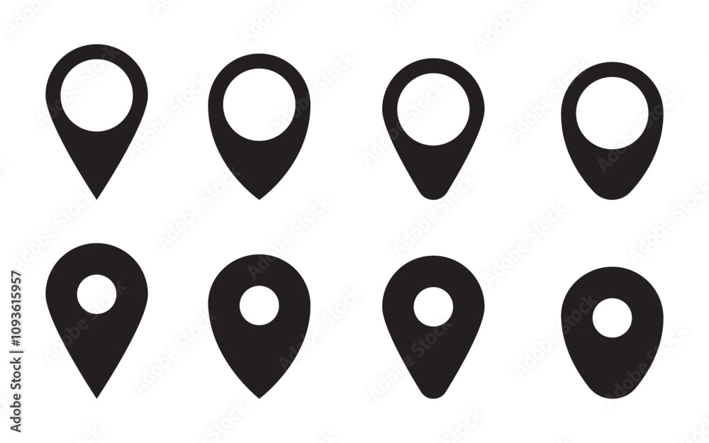 Set of location pin icons. location pin place marker. Location icon. Map marker pointer icon set. Modern map markers. Pin icon vector isolated on white background.