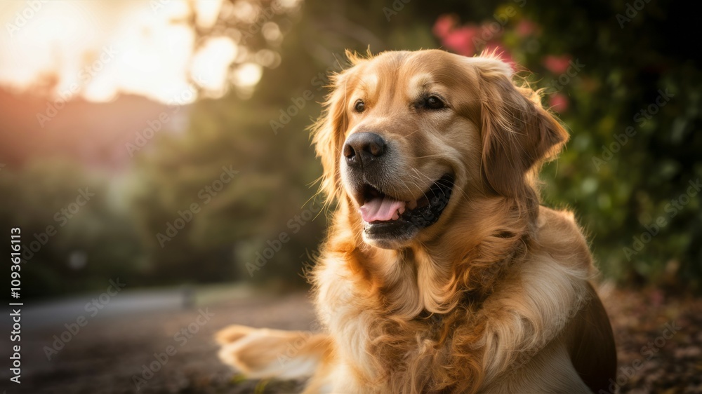 Golden Retriever: A radiant portrait of a Golden Retriever, bathed in the warm, golden light of the late afternoon, its friendly demeanor and captivating gaze. Golden Retriever: A radiant portrait of a Golden Retriever, bathed in the warm, golden light of the late afternoon, its friendly demeanor and captivating gaze.