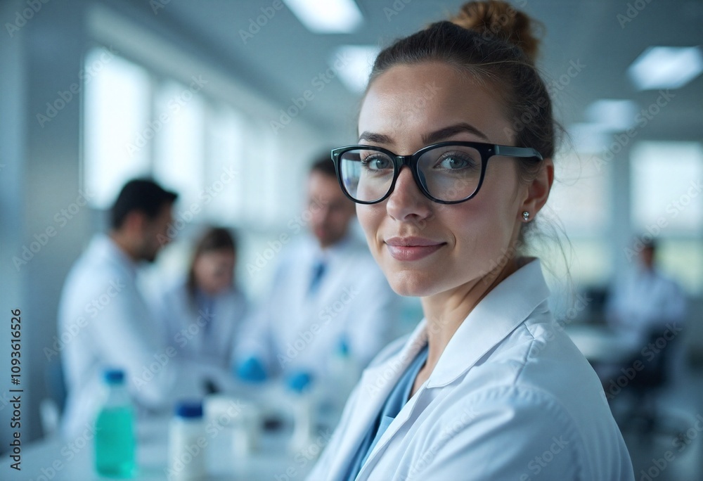 Fototapeta premium Girl Doctor PhD Student In Lab Portrait