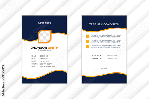 
Id Card Layout with Blue Accents  Modern Identity Card With Gradient Blue Navy Abstract Liquid professional corporate id card template, clean id card design with realistic mockup