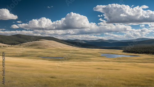 Valles Caldera National Preserve Grasslands: Stunning Natural Light Photography with Nikon D850, Captured in National Geographic Style. High-Resolution Landscape. photo