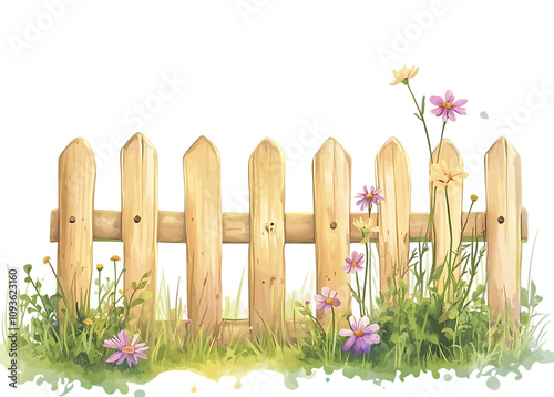 Charming picket fence with wildflowers