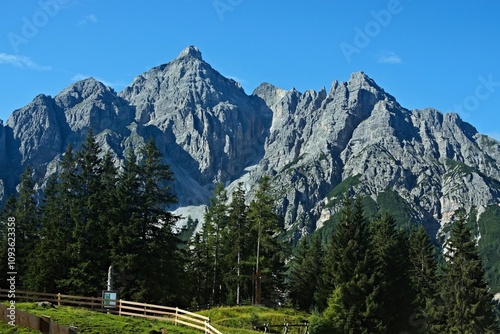 Austrian Alps - view of the peak Serles in Stubai Alps from the Koppeneck