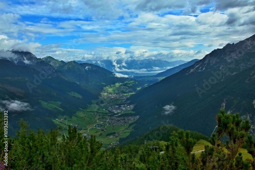 Austrian Alps - view of the Stubai Valley from the Elferhütte