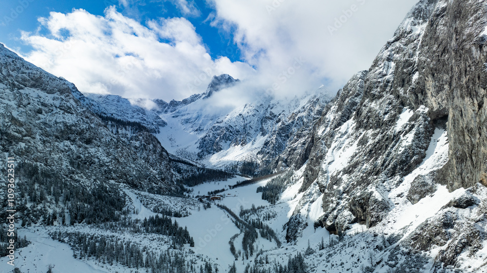 snow covered mountains