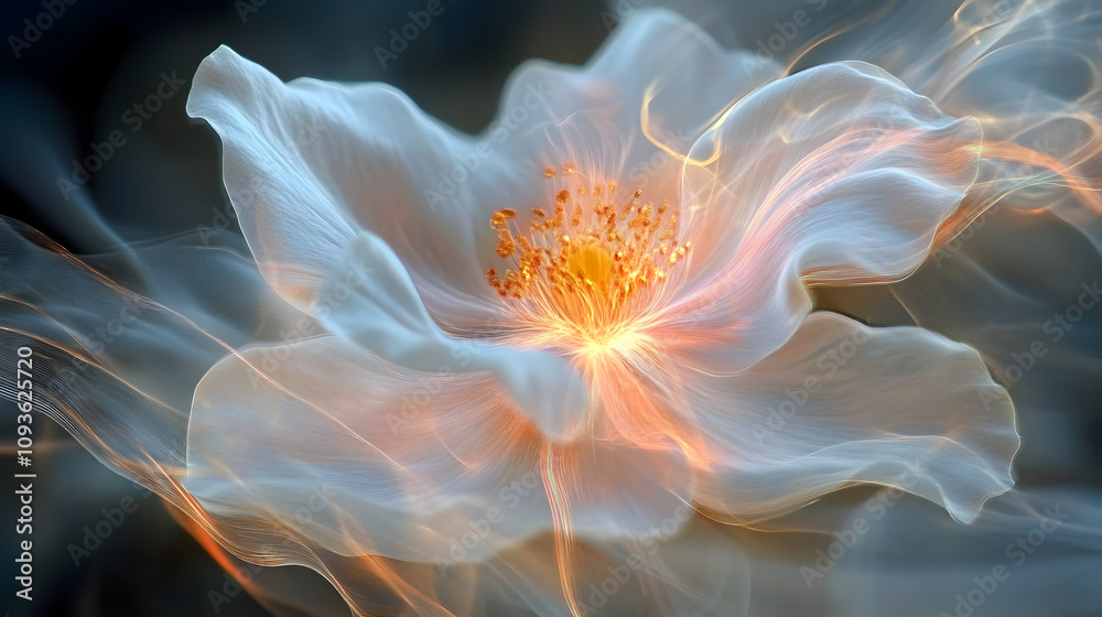 Fototapeta premium Luminous Flower Petals: Quantum Field Excitation, Macro Photography, Motion Blur