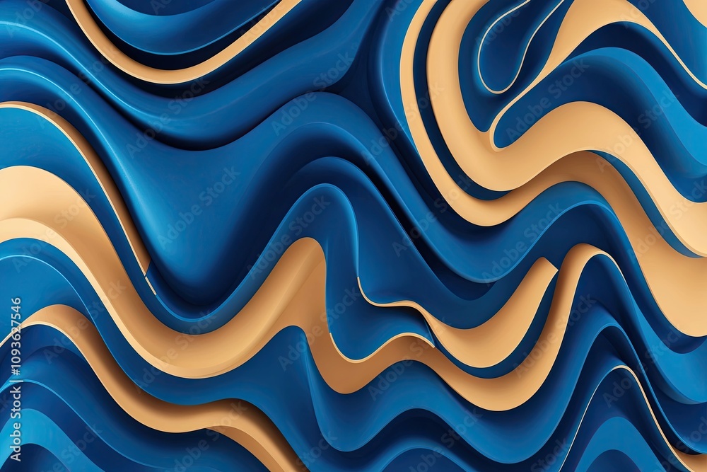 Vibrant 3D Abstract Blue Background Featuring Wavy Lines and Geometric Shapes Vibrant 3D Abstract Blue Background Featuring Wavy Lines and Geometric Shapes