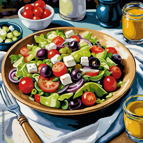 greek salad on a dinner table