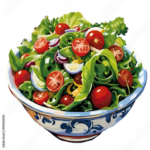 italian salad bowl illustration