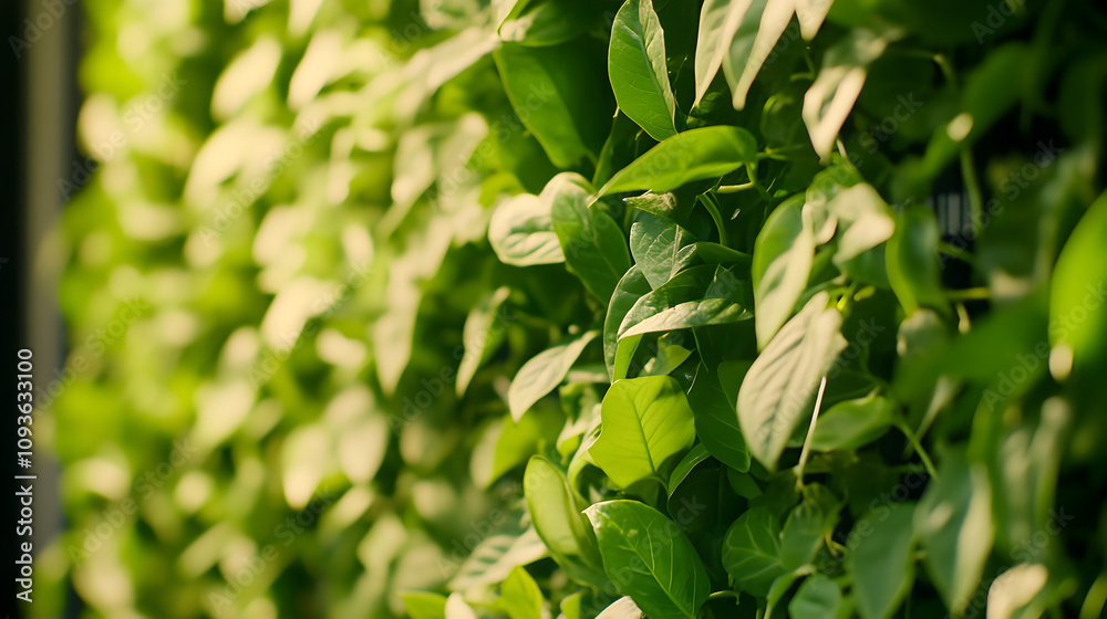 Vertical Farm Leaves: Lush Green Foliage, Indoor Gardening, Plant Wall, Macro Photography Vertical Farm Leaves: Lush Green Foliage, Indoor Gardening, Plant Wall, Macro Photography