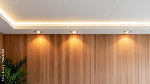 Warm recessed ceiling lights in a spa, creating an ultimate relaxation zone