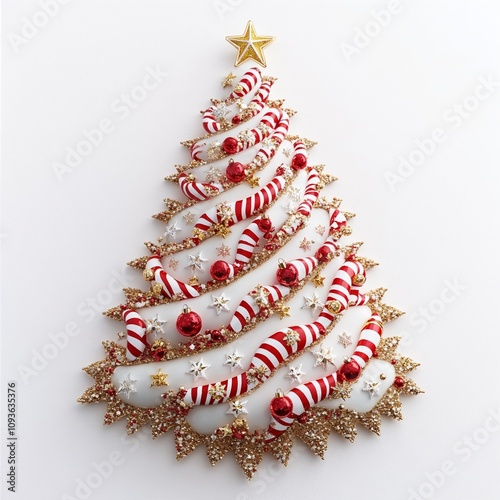 Christmas tree decoration with candies. Isoated on white background. photo