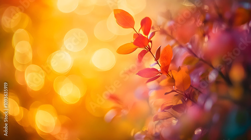 Autumn Leaves Background: Red, Orange, Bokeh, Nature, Photography