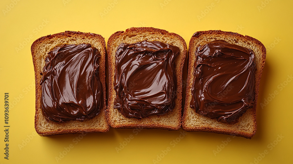 Chocolate Hazelnut Spread on Toast for Breakfast Chocolate Hazelnut Spread on Toast for Breakfast