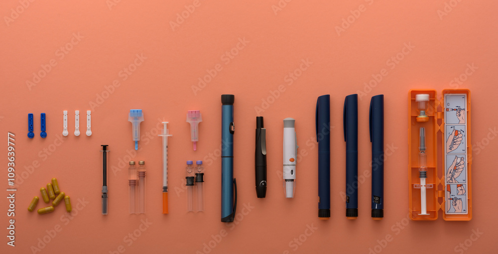 set of different insulin pens and injections for diabetes treatment in high resolution set of different insulin pens and injections for diabetes treatment in high resolution