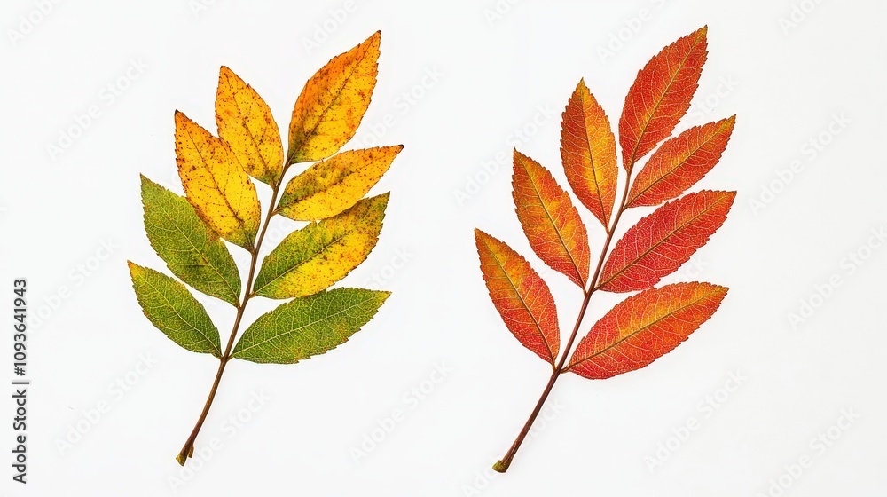 Vibrant autumn leaves: green to red seasonal transformation Vibrant autumn leaves: green to red seasonal transformation