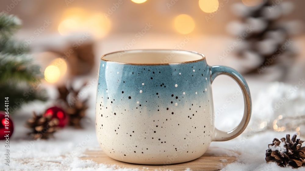 Elegant Christmas Blue and White Ceramic Mug Elegant Christmas Blue and White Ceramic Mug
