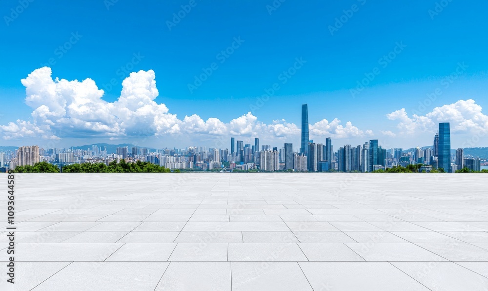 An elevated perspective of Chongqing's city square and skyline with contemporary buildings in Sichuan Province, China. An elevated perspective of Chongqing's city square and skyline with contemporary buildings in Sichuan Province, China.