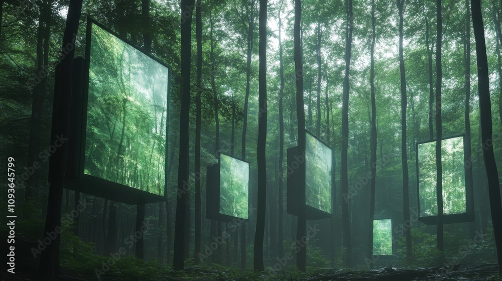 Fototapeta premium Forest with screens showcasing nature