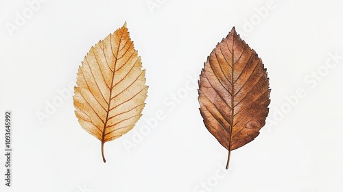 Contrasting autumn leaves: delicate shades of nature's transition