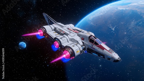 Wallpaper Mural A rocket ship floating in the cosmos - Space background - Stock photo. Torontodigital.ca