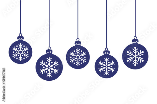 Hanging Christmas tree balls. Colored silhouette. Horizontal front side view. Vector simple flat graphic illustration. Isolated object on white background. Isolate.