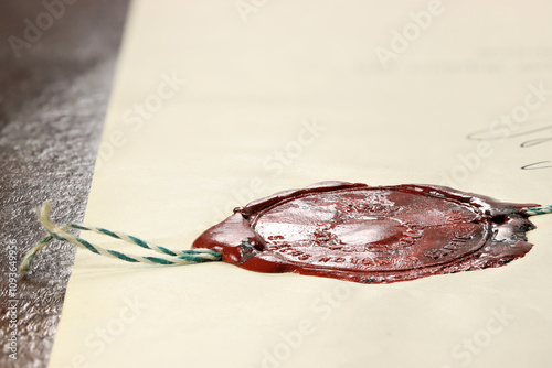 notarial wax seal on old document 