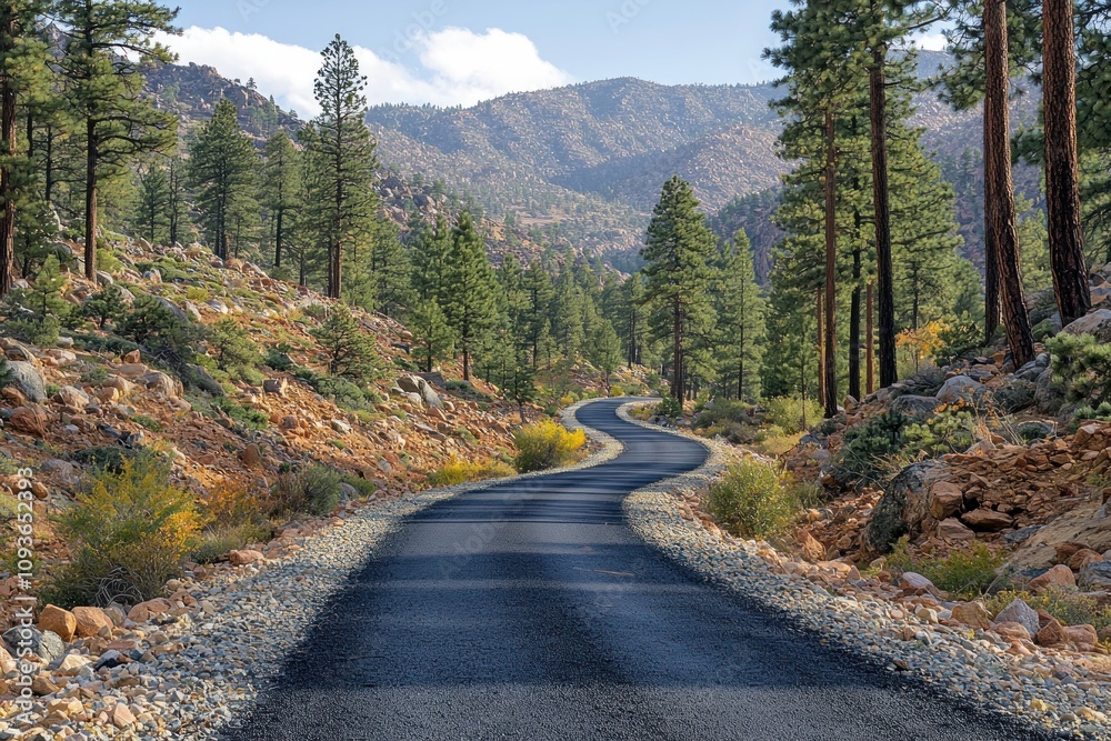 Fototapeta premium Winding Asphalt Road Through a Mountainous Forest
