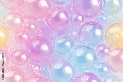 seamless pattern of many bubbles in pastel colors 