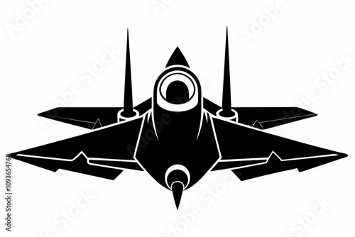 Fighter Jet, Black and White Vector illustration. Fighter plane silhouette vector. Fighter plane icon vector
