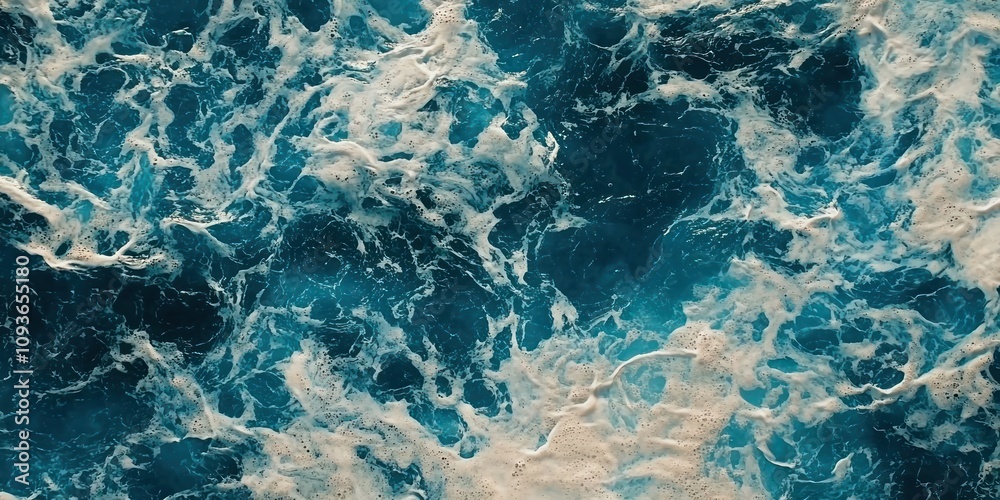 Obraz premium Abstract Blue Water with White Foam and Bubbles