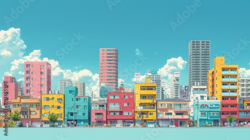 city skyline illustration depicting urban buildings and architecture against a minimalist background