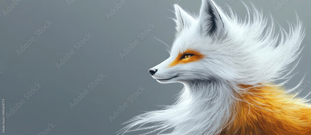 Obraz premium White and Orange Fox with Fluffy Fur