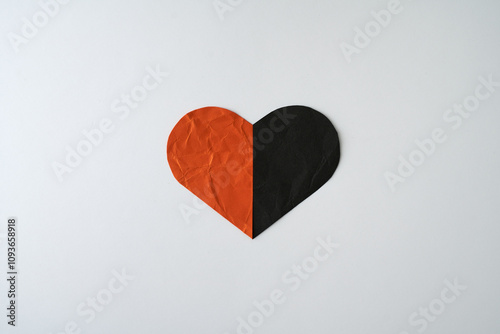 Paper heart on white background