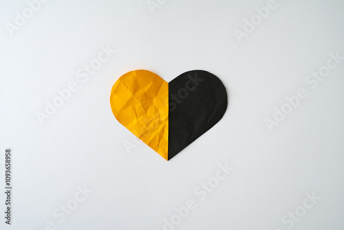 Paper heart on white background