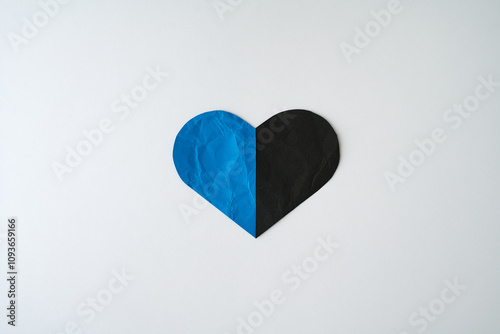 Paper heart on white background
