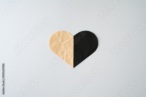 Paper heart on white background