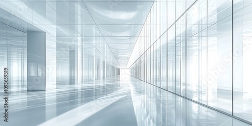 Modern Glass and Steel Corridor with Reflections