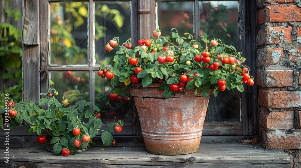 flowers in pots on a balcony