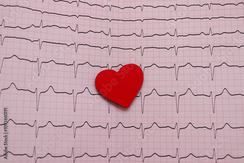 Heart on heart beat cardiogram. Electrocardiogram. ECG.