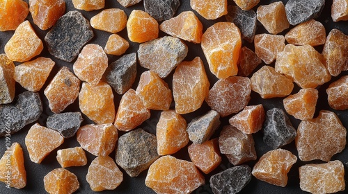 Natural abstract background featuring textured orange and black rocks photo