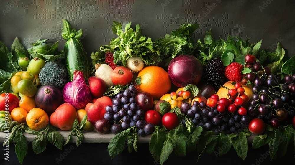 Vibrant Still Life of Fresh Produce: A Colorful Abundance of Fruits and Vegetables Vibrant Still Life of Fresh Produce: A Colorful Abundance of Fruits and Vegetables