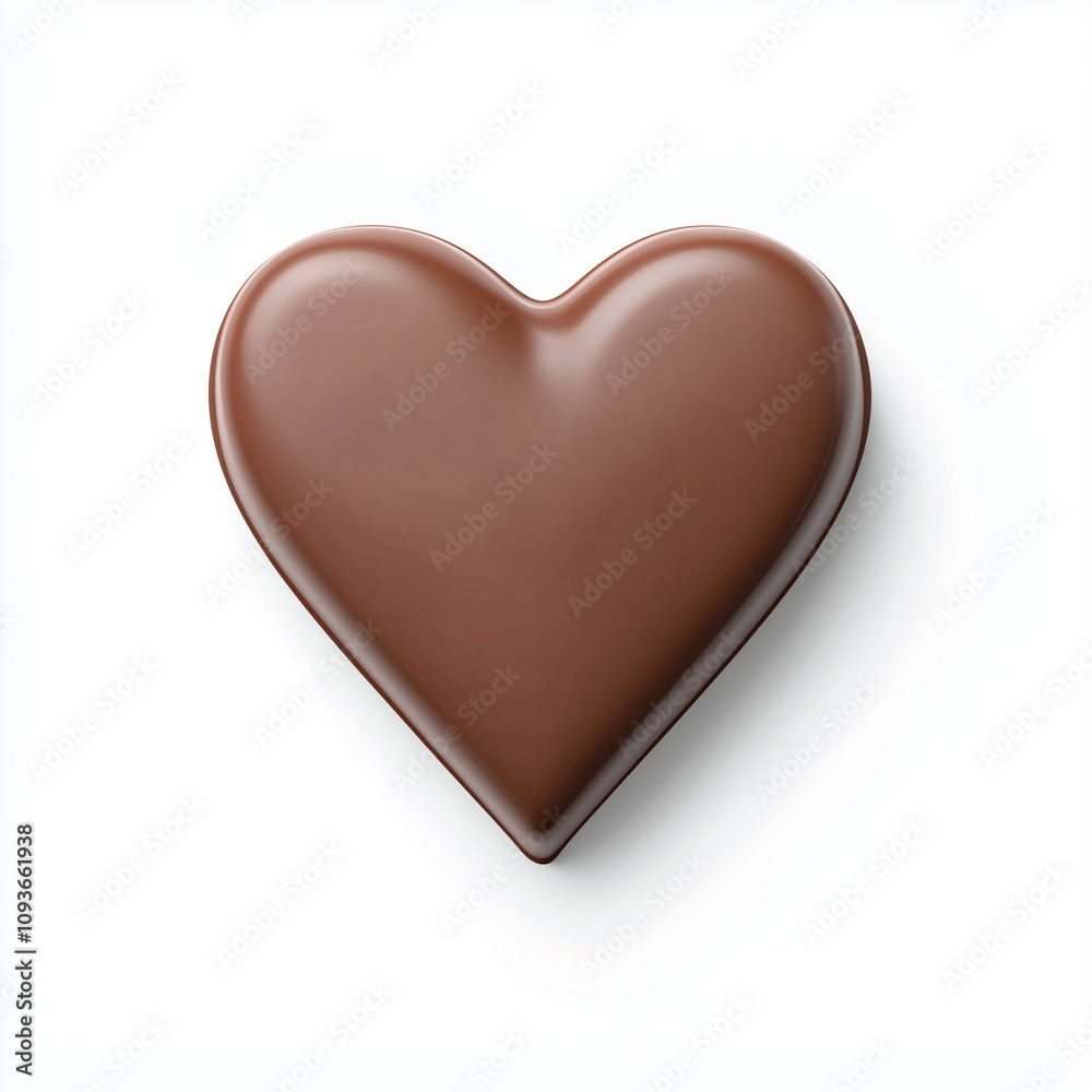 Dark chocolate in heart shape romantic theme photorealistic elegant design isolated on white background