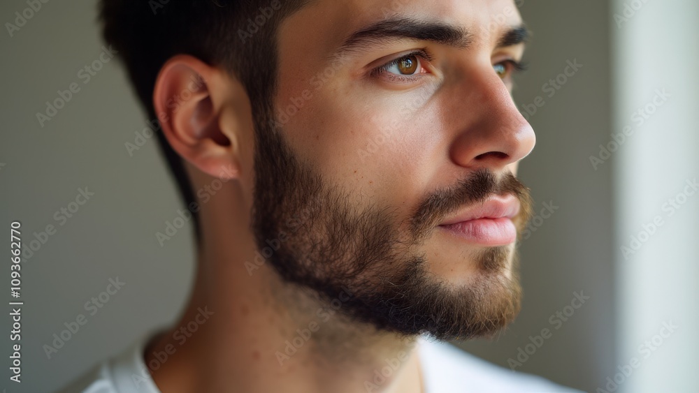 Obraz premium A clean and sharp beard styles for small chin, offering a refined and polished appearance.